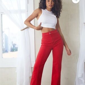 Red High-Waisted Jeans